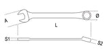 Chiavi combinate a forchetta e poligonale diritte a cricchetto snodate cromate