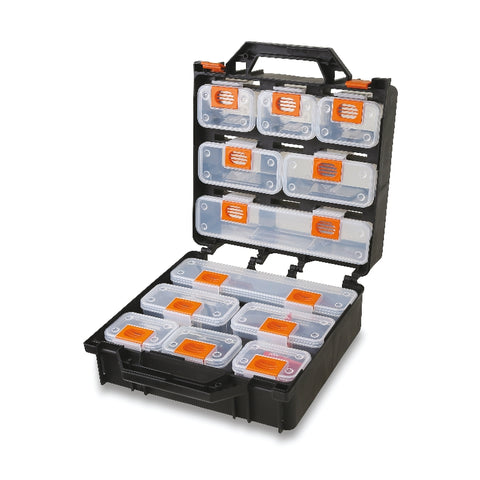 Valigia organizer con 12 vaschette asportabili. vuota