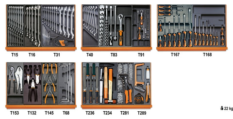 Assortimento di 153 utensili in termoformato