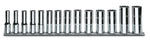 Serie di 14 chiavi a bussola a mano lunghe bocca poligonale (art. 910BL) su supporto