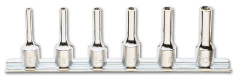 Serie di 6 chiavi a bussola a mano lunghe per viti con testa a profilo Torx® (art. 910FTX/L) su supporto