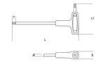 Serie di 10 chiavi maschio esagonale piegate con impugnatura di manovra (art. 96T/AS)